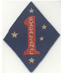 This Australian-made First Marine Division patch was created for the battle-hardened veterans of Guadalcanal while on R&R in Melbourne Australia (source: Flying Tiger Antiques).