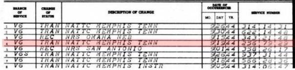 Ancestry Search - This muster sheet clearly shows Philip D S Leahy as a seaman second class being transferred from the Naval Training Center, Jacksonville, FL to the Naval Air Technical Training Command in Memphis, TN.