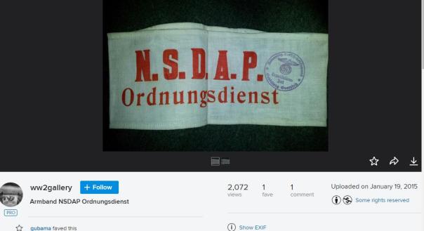 My stolen image of my armband as it sits on someone else's Flickr account.