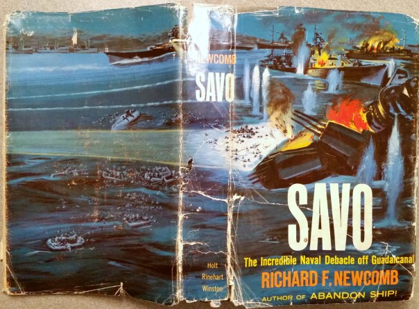 The dust jacket is in very rough shape with tears, creases, cracks, shelf wear and dog-ears. The cover art is fairly intense in conveying what took place in the battle.