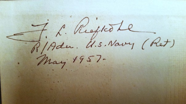 Admiral Riefkohl's signature appears to be authentic leaving me semi satisfied in that I obtained a great autograph for my collection.