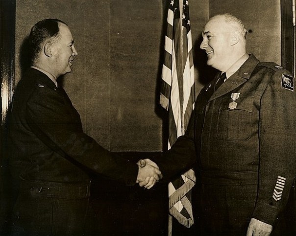 Here, my uncle receives his Army Commendation Medal. Though he is shown in uniform, he is wearing no other decorations or ribbons. The quest for the overseas stripes/chevrons patch continues after 3 years.