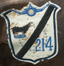 This authentic VMF-214 squadron patch dates from WWII and is most-likely Australian-made. This “Blacksheep” patch is affixed to the G-1 flight jacket that belonged to the Marine pilot, Fred Losch.