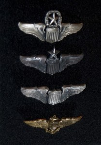 From the top: Command Pilot, Senior Pilot and Pilot of the US Army Air Force. The naval aviator “wings of gold” are really set apart from its USAAF counterparts.